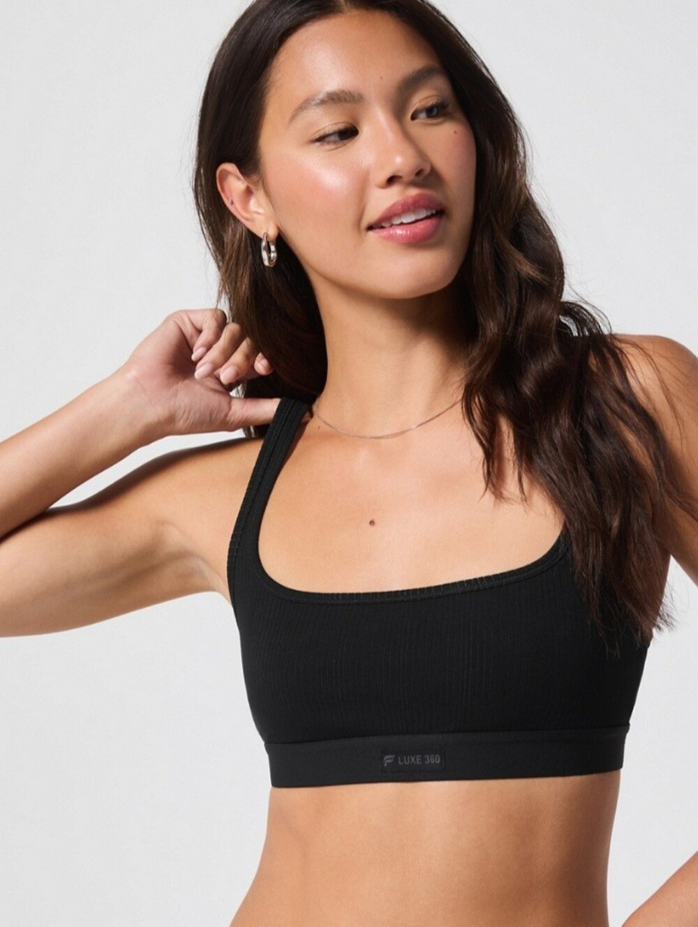 Fabletics Small Black Ribbed Scoop Sports Bra